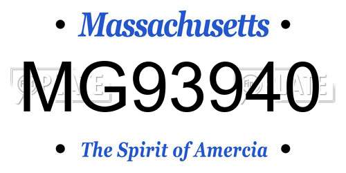 MG93940 Massachusetts License Plate