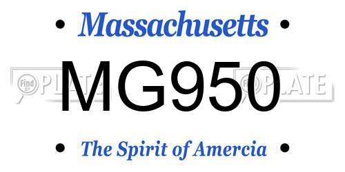 MG950 Massachusetts License Plate