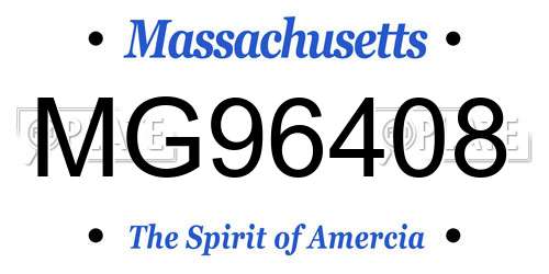 MG96408 Massachusetts License Plate