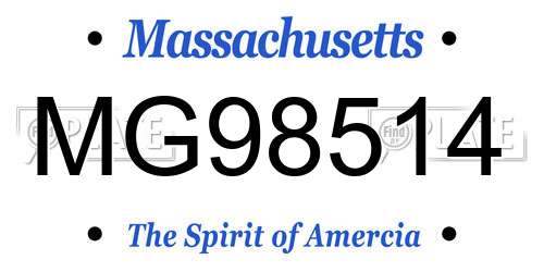 MG98514 Massachusetts License Plate