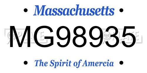 MG98935 Massachusetts License Plate