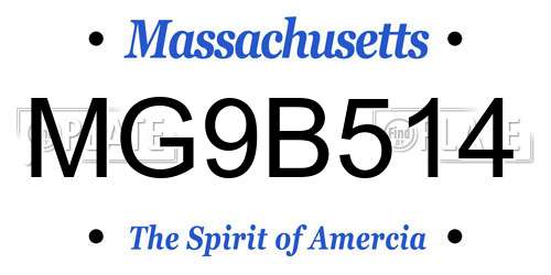 MG9B514 Massachusetts License Plate