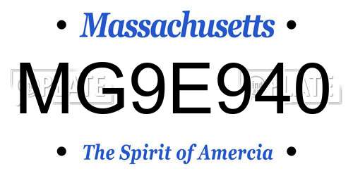 MG9E940 Massachusetts License Plate