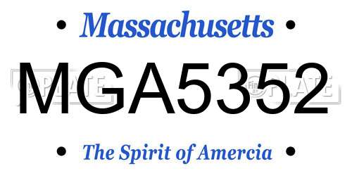 MGA5352 Massachusetts License Plate