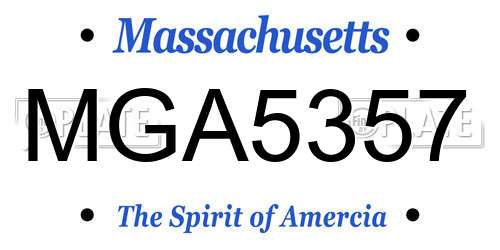 MGA5357 Massachusetts License Plate