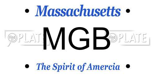 MGB Massachusetts License Plate