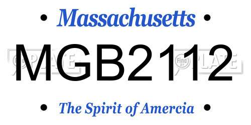 MGB2112 Massachusetts License Plate