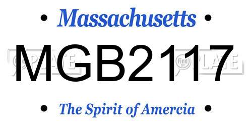 MGB2117 Massachusetts License Plate