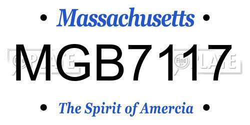 MGB7117 Massachusetts License Plate