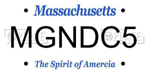 MGNDC5 Massachusetts License Plate