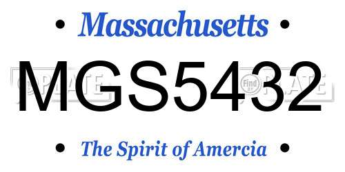 MGS5432 Massachusetts License Plate