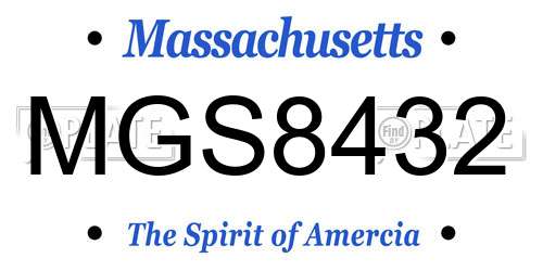 MGS8432 Massachusetts License Plate