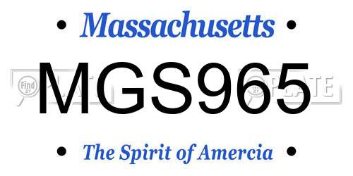 MGS965 Massachusetts License Plate