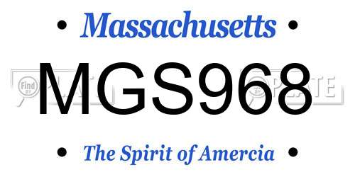 MGS968 Massachusetts License Plate