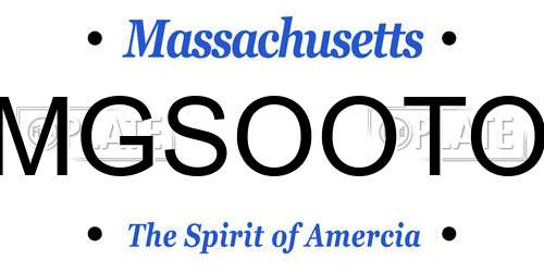 MGSOOTO Massachusetts License Plate