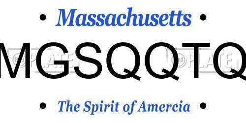 MGSQQTQ Massachusetts License Plate
