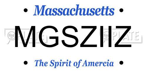 MGSZIIZ Massachusetts License Plate