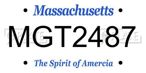 MGT2487 Massachusetts License Plate