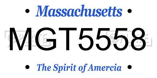 MGT5558 Massachusetts License Plate