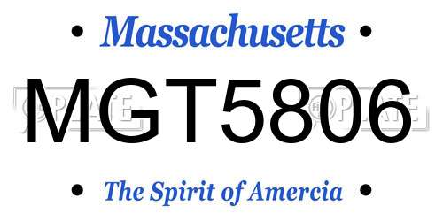 MGT5806 Massachusetts License Plate