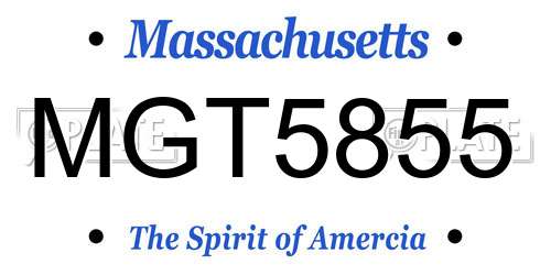 MGT5855 Massachusetts License Plate