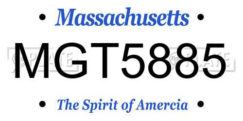 MGT5885 Massachusetts License Plate