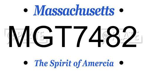MGT7482 Massachusetts License Plate