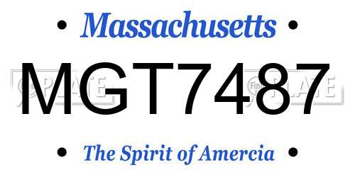 MGT7487 Massachusetts License Plate