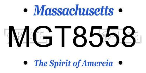MGT8558 Massachusetts License Plate