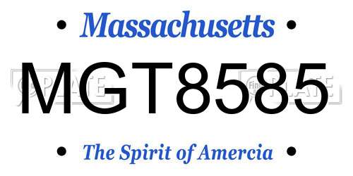 MGT8585 Massachusetts License Plate
