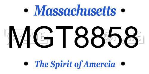 MGT8858 Massachusetts License Plate