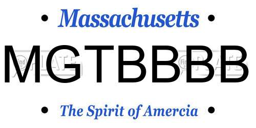 MGTBBBB Massachusetts License Plate