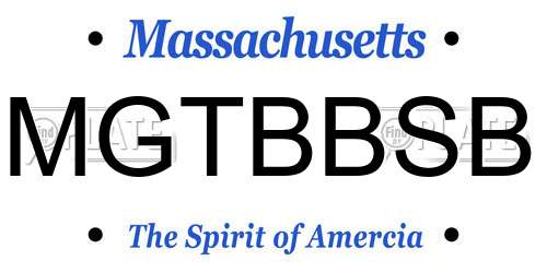 MGTBBSB Massachusetts License Plate
