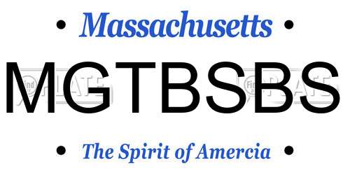 MGTBSBS Massachusetts License Plate