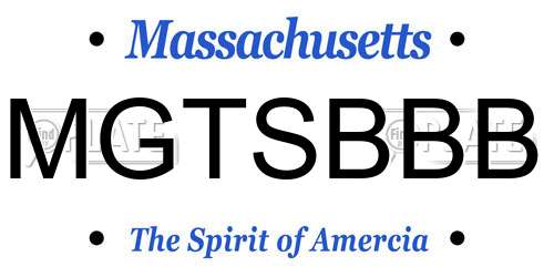MGTSBBB Massachusetts License Plate