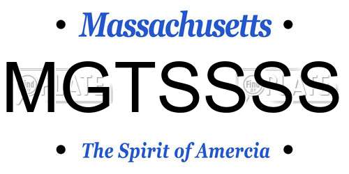 MGTSSSS Massachusetts License Plate