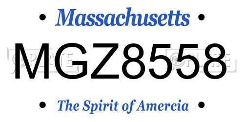 MGZ8558 Massachusetts License Plate