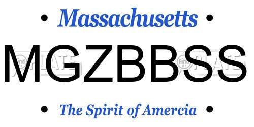 MGZBBSS Massachusetts License Plate