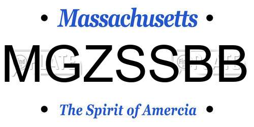 MGZSSBB Massachusetts License Plate
