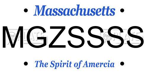 MGZSSSS Massachusetts License Plate