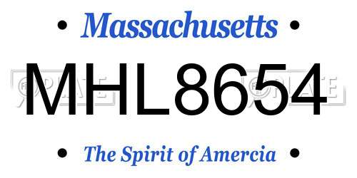 MHL8654 Massachusetts License Plate