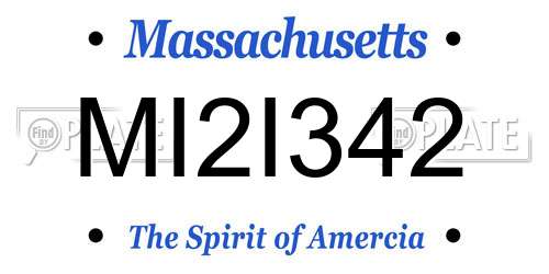 MI2I342 Massachusetts License Plate