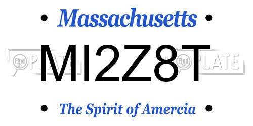 MI2Z8T Massachusetts License Plate