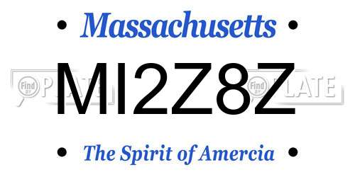 MI2Z8Z Massachusetts License Plate