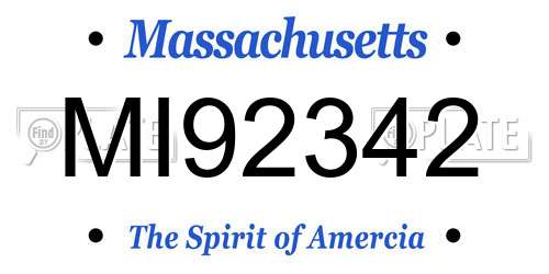 MI92342 Massachusetts License Plate