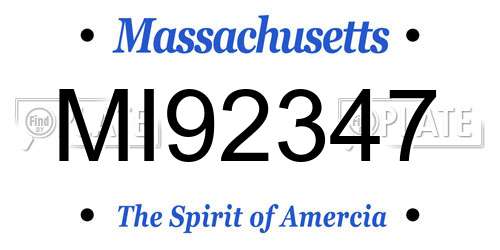 MI92347 Massachusetts License Plate
