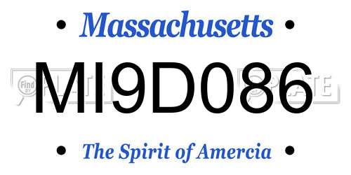 MI9D086 Massachusetts License Plate