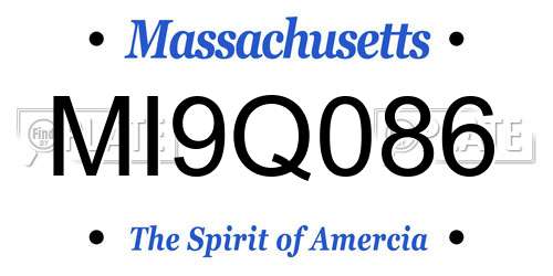 MI9Q086 Massachusetts License Plate