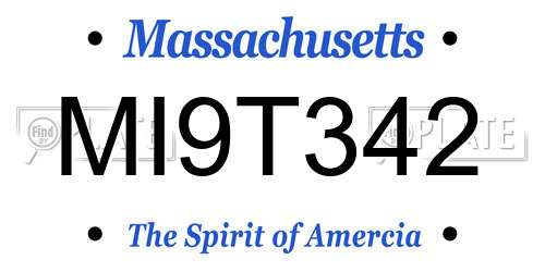 MI9T342 Massachusetts License Plate