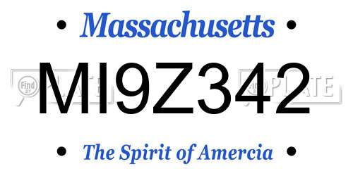MI9Z342 Massachusetts License Plate